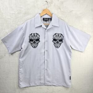 Vintage Dragonfly Clothing Shirt Men’s Large Gray Skull Tribal 90s Grunge Skater